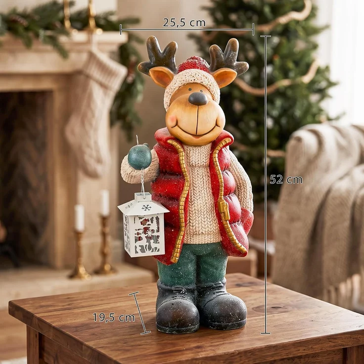 HOMCOM Weihnachtsfigur, Magnesiumoxid, Metall, Rot, 25,5 x 19,5 x 52 cm – Bild 6