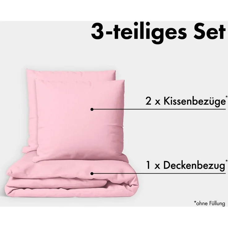 Jacobson Bettwäsche Set - 100% Baumwolle, Perkal, 3 teilig, Erhältlich in den Größen 135x200, 155x220, 200x200, 200x220, 240x220 – Bild 2