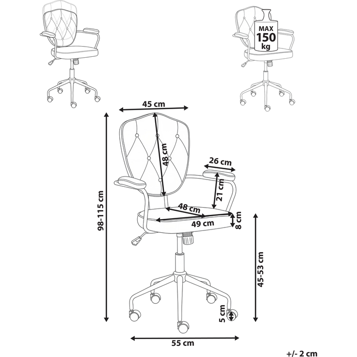 Schreibtischstuhl VELISSE Samtstoff Pastellrosa – Bild 2