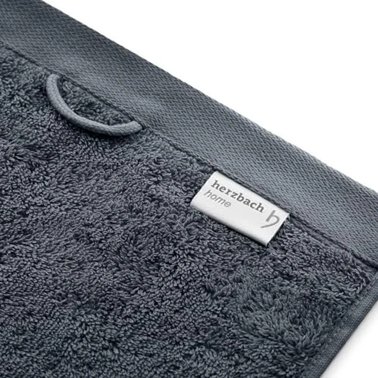 herzbach home Premium Handtücher 50 x 100 cm 2er-Set, anthrazit – 100% natürliche Baumwolle, saugstark & pflegeleicht, OekoTex100 zertifiziert – Bild 4