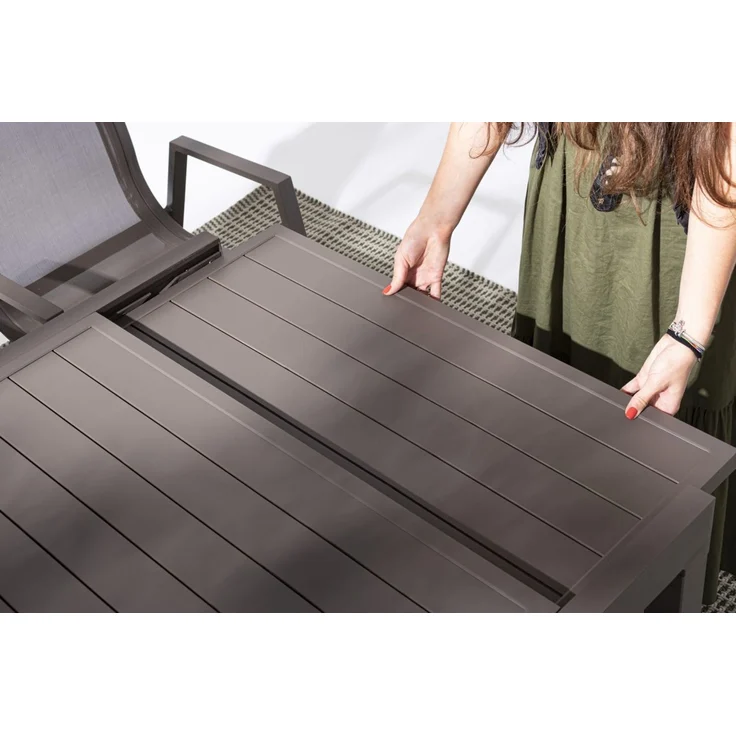 Gartenesstisch Pelagius aus Aluminium, ausziehbar und wetterfest, Coffee braun, für 8-10 Personen – Bild 7