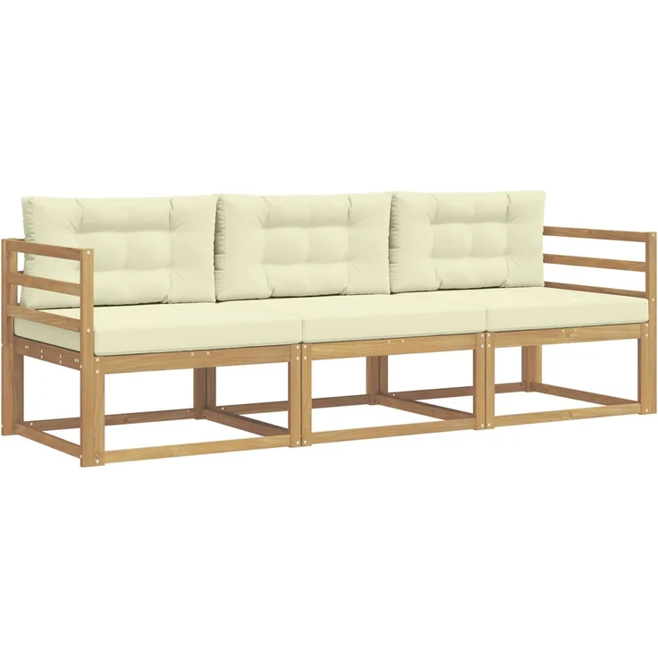 vidaXL Outdoor-Sofagarnitur 3 stk. Weiß und Creme Polyester 3385974 – Bild 2