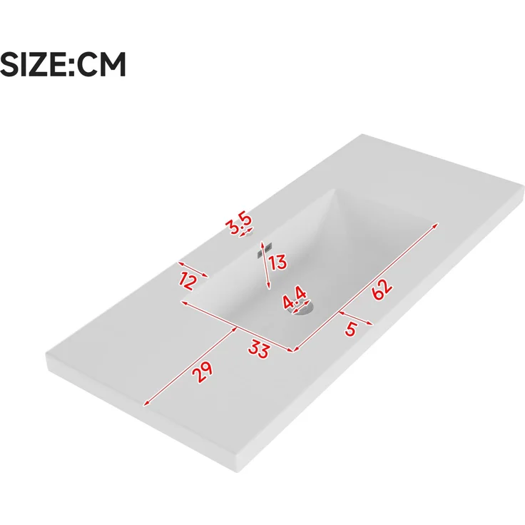 Waschtischunterschrank aus MDF mit Kunstharzbecken & Soft-Close, 120x50x86,5 cm, Weiß – Bild 5