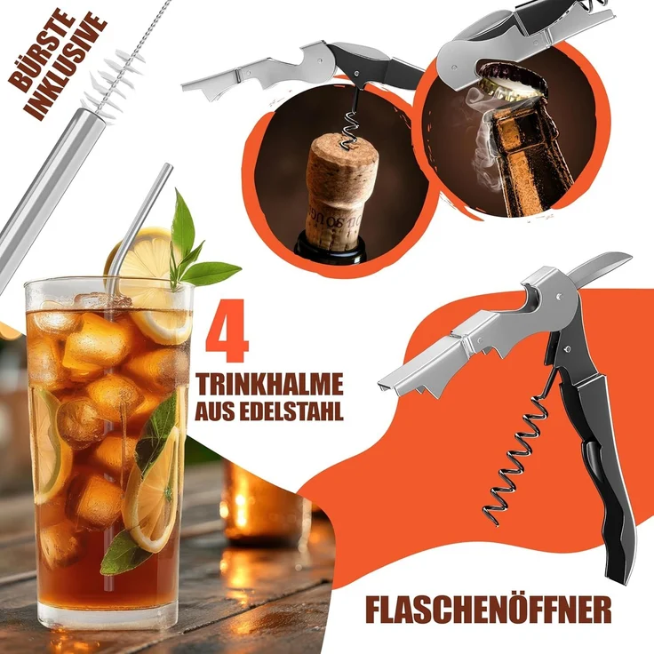 KESSER® Grillbesteck Set 37-teilig Grillzubehör aus rostfreiem Edelstahl Grillset mit Grillzange, Grillwender, 4in1 Grillspatel, Grillgabel, Grill-Spieß, Thermometer, Korkenzieher, Grillmatte & Tasche Beige – Bild 8