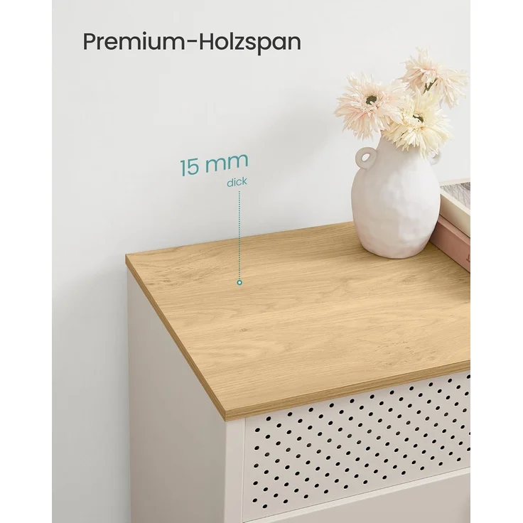 SONGMICS Metallschrank, mit Doppeltür, Magnetverschluss, verstellbarer Einlegeboden, Stahlgestell sandbeige-naturbeige, 40 x 80 x 76 cm – Bild 5