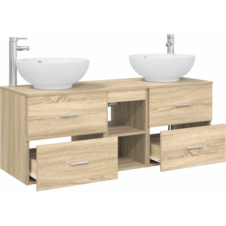 vidaXL Badezimmerschrank-Set 3 stk. Sonoma-Eiche 129 x 44,5 x 80 cm 3405901 – Bild 4