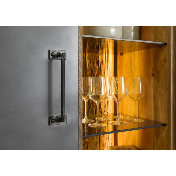 Buffet Mango / Altholz 150x55x200 natur / grau lackiert / Metall grau BLACKBURN LUX #406 – Bild 7