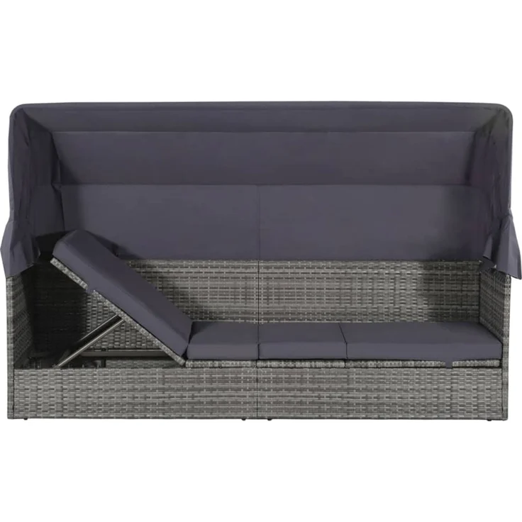 vidaXL Gartenbett mit Baldachin Grau 205×62 cm Poly Rattan 43962 – Bild 2