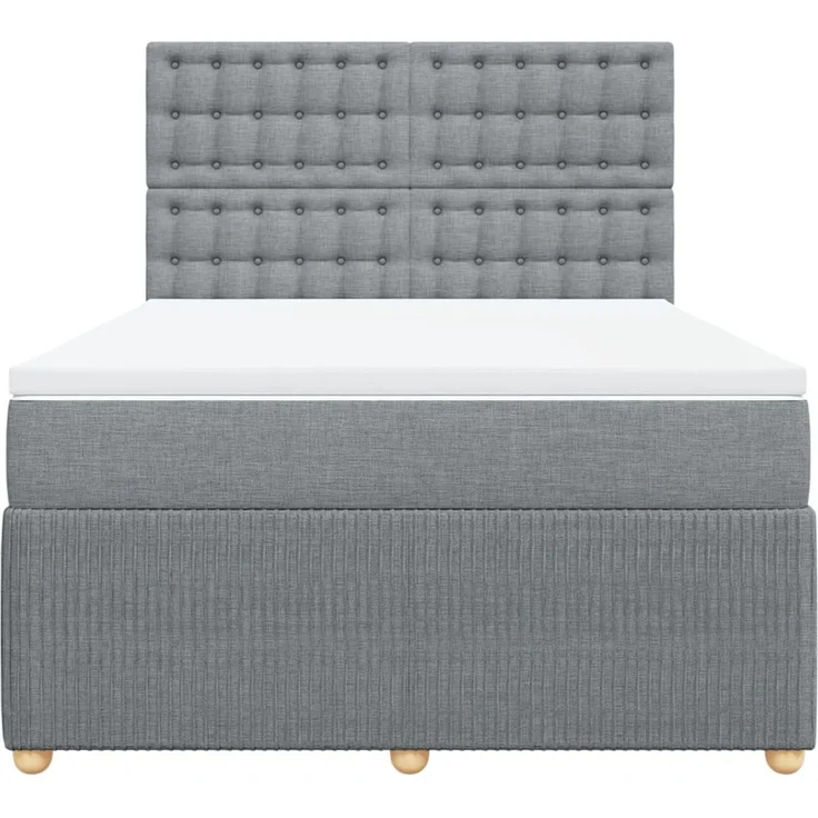 vidaXL Boxspringbett mit Matratze Hellgrau 140x190 cm Stoff 3294365 – Bild 6