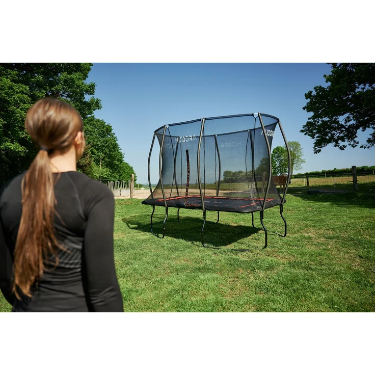 Hudora '4square' Trampolin mit Sicherheitsnetz, Stahl schwarz, 288 x 410 x 272 cm – Bild 2