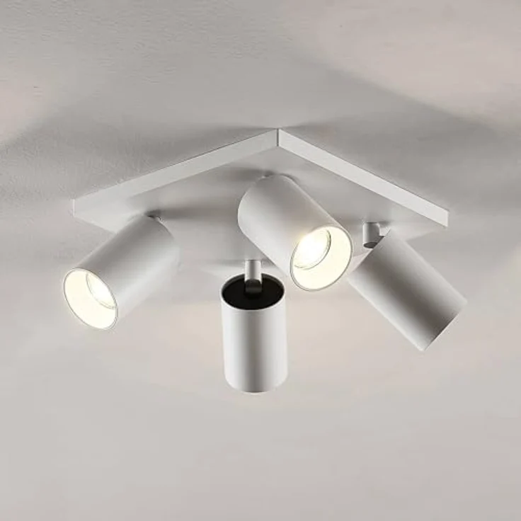 Arcchio Deckenlampe quadratisch, 4-fach Deckenstrahler drehbar 350° und schwenkbar 90°, Aluminium weiß, ohne Leuchtmittel – Bild 3