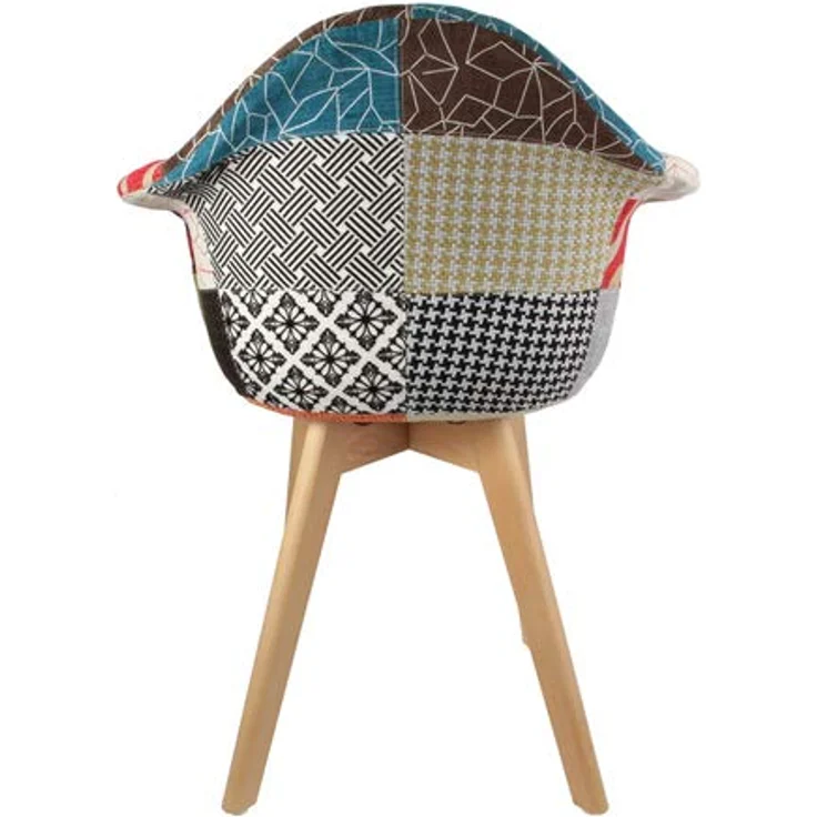 HOME DECO FACTORY The HD3096 Sessel, skandinavisch, Patchwork, Holz + Polyester, Mehrfarbig, 62 x 60,5 x 86 cm, 2 Stück – Bild 9