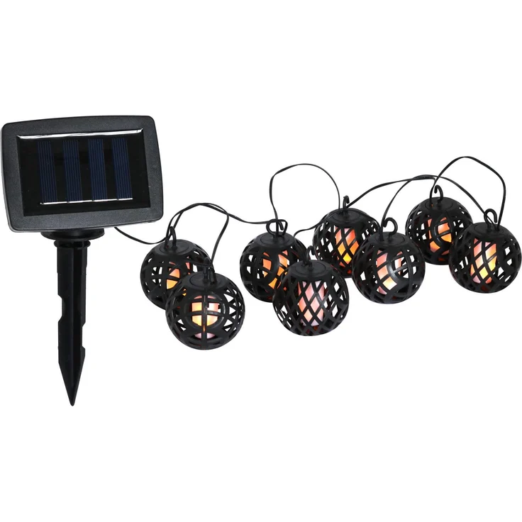 Solar Lichterkette mit 8 Lampion Kugel Laternen Flammeneffekt 80 SMD LED – Bild 1