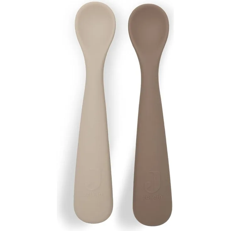 Jollein Silikon Baby Löffel - 2er Set - BPA-Frei - Natural Shades | Esslernlöffel Baby & Kleinkind, Spülmaschinengeeignet