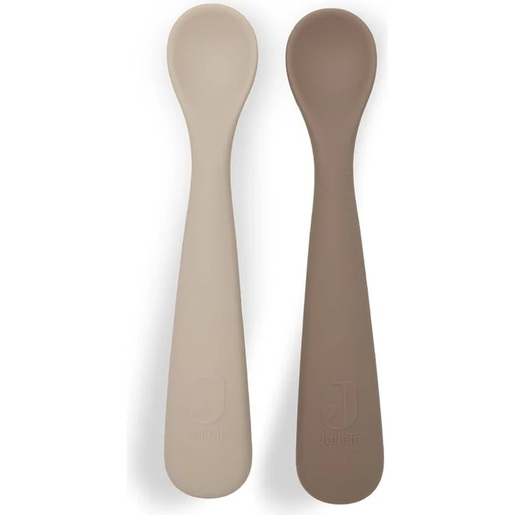 Jollein Silikon Baby Löffel - 2er Set - BPA-Frei - Natural Shades | Esslernlöffel Baby & Kleinkind, Spülmaschinengeeignet – Bild 1