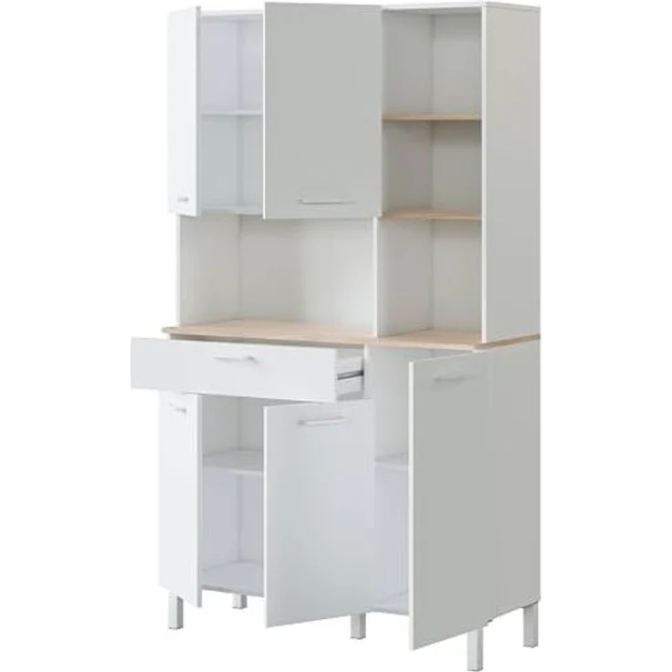 CaliCosy Highboard mit 5 Türen und 1 Schublade Kira - H186 cm - Weiß – Bild 5