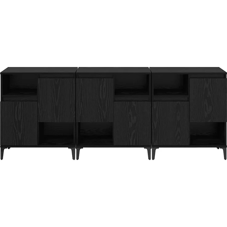 vidaXL Sideboards 3 pcs Schwarz Eichen-Optik 60 x 35 x 70 cm 3415596 – Bild 4