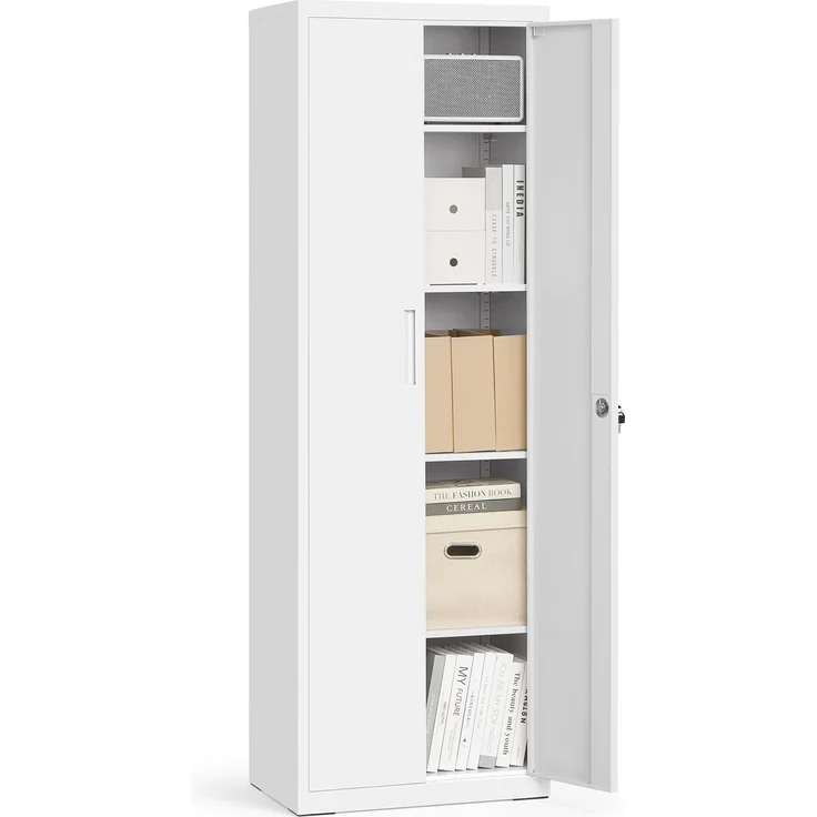 Songmics Aktenschrank mit 5 Ebenen, Stahl mattweiß, 60 x 40 x 180 cm – Bild 1