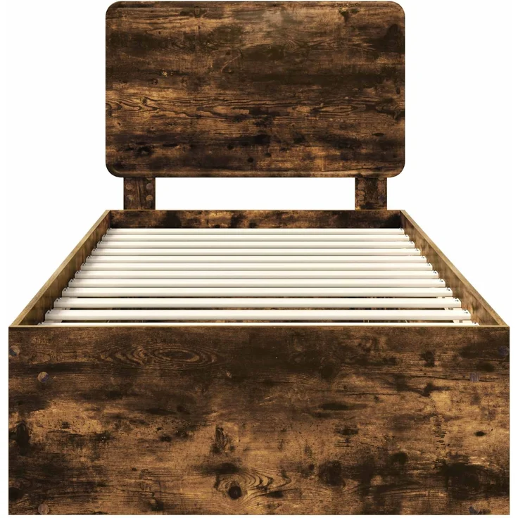 vidaXL Bettrahmen Geräucherte Eiche 90 x 190 cm Massives Kiefernholz 3412546 – Bild 6
