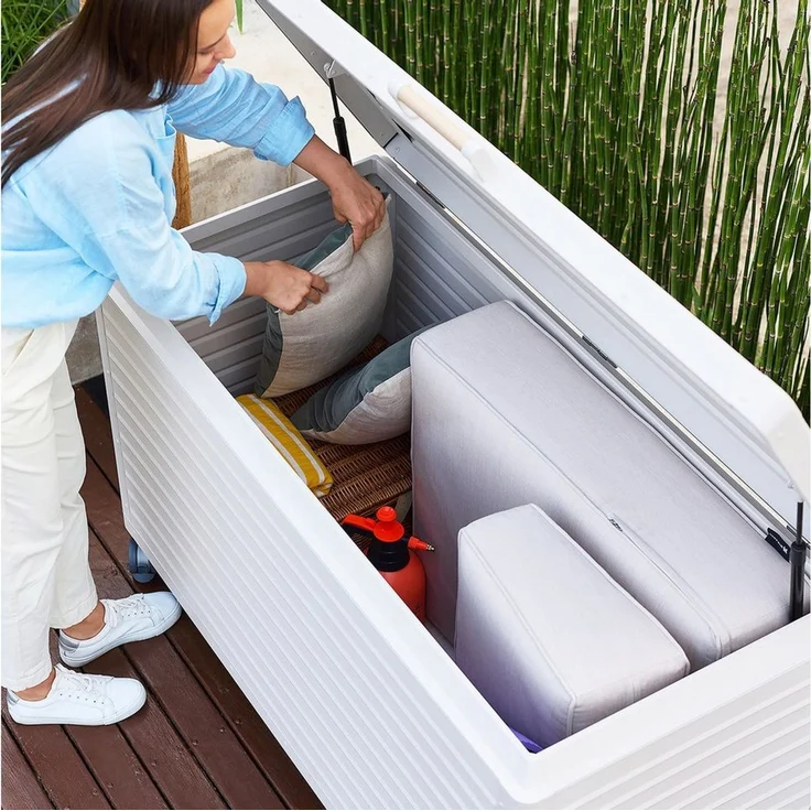 Mirador Auflagenbox Gartenbox Aluminium Anthrazit Kissenbox fur Garten Balkon (Komplett-Set, 1-tlg), Rollbar, Haltegriffe, Gasdruckfedern – Bild 2