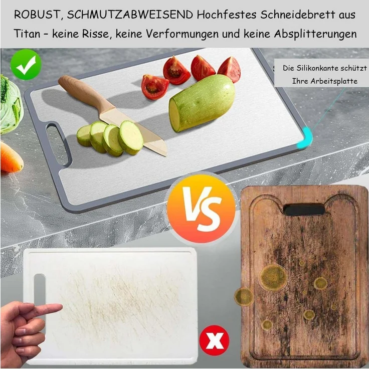 Diwzbyn Schneidebrett Titan Schneidebrett für Küche, Doppelseitige Schneidebretter, (1-St) – Bild 2
