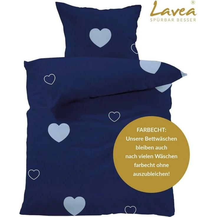 Lavea Kinderbettwäsche Bettwäsche Kinder Herzen Set, mit Reißverschluss, mit Herzmotiv, 100% Baumwolle, 2 teilig, weiche Bezüge für Bettdecke und Kopfkissen – Bild 3