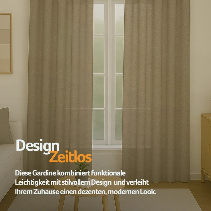 Gardine mit Ösen *** x *** cm ( Breite x Länge ) in ***, blickdichter Vorhang, Ösenvorhang in vielen Variationen 140x175 cm Sandgrau – Bild 8