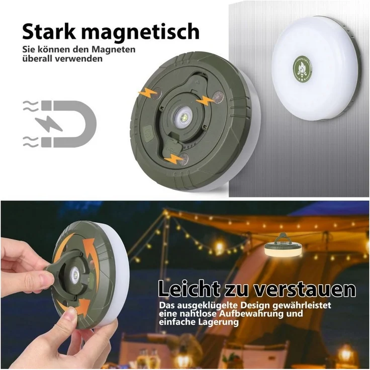 PRIISF Lichterkette Camping lichterkette Party, LED Camping Lichterkette Aufrollbar, Wiederaufladbar über USB, Tragbare Campinglampe für Camping, Garten – Bild 3