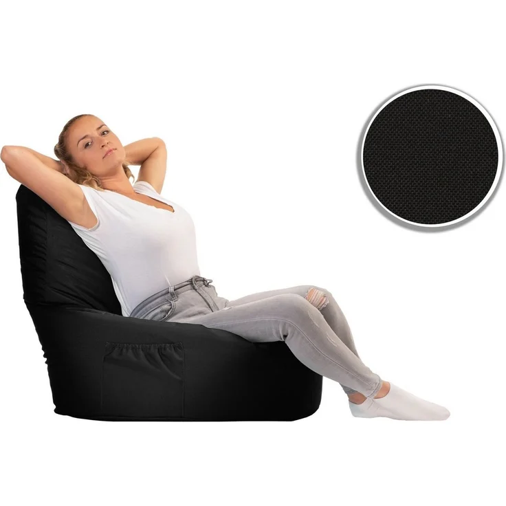 sunnypillow Sitzsack, XXL, mit Styropor Füllung, Polyester Schwarz, Ø 80 x 85 cm – Bild 2