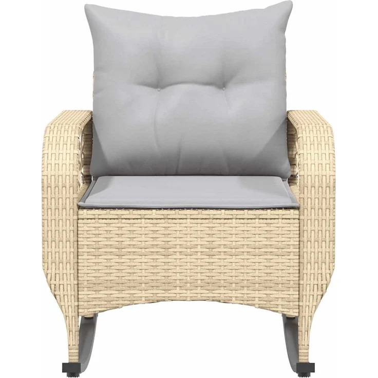 vidaXL Garten-Schaukelstuhl mit Kissen Beige Poly Rattan 4104196 – Bild 3