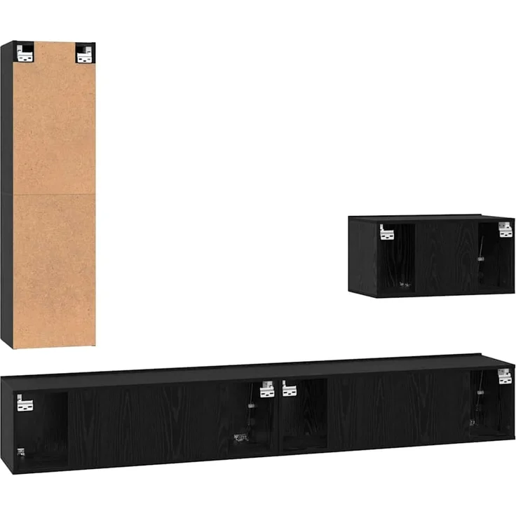 vidaXL TV-Schrankset 4 pcs Schwarz Eichen-Optik Holzwerkstoff 3393328 – Bild 9