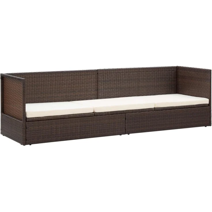 vidaXL Garten-Sofabett mit Kissen Poly Rattan Braun 49392 – Bild 10