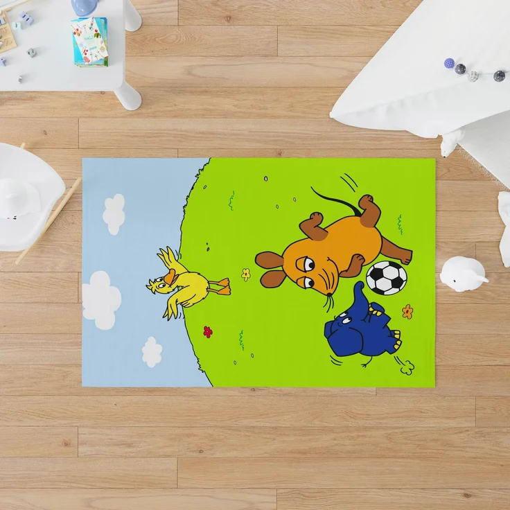 BERONAGE Kinderteppich Die Sendung mit der Maus Fußball Spiel-Teppich 100x133 cm, rechteckig, Höhe: 10 mm, rutschfest – Bild 6