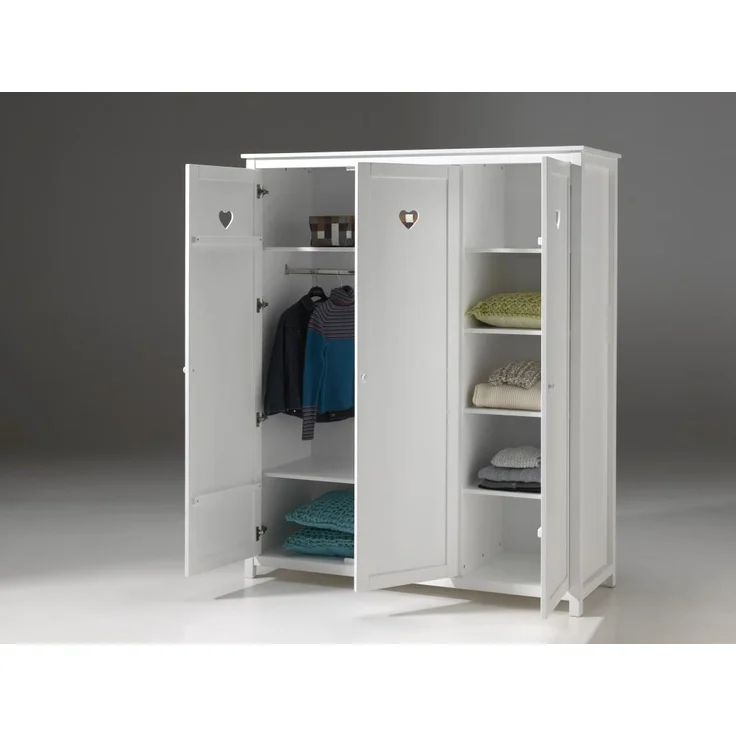 Vipack 'Amori' 5-tlg. Kinderzimmer-Set 90x200 cm, weiß, mit Bett, 3-trg. Kleiderschrank, Schreibtisch, Regal und Nachttisch – Bild 4