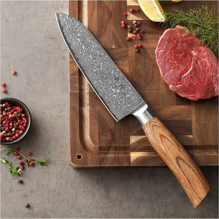 Wakoli Messer-Set Edib Pro 4 Damastmesser I Kochmesser Küchenmesser I 8-17cm Klingen (Damastmesser mit Geschenkbox, 4-tlg, 4er Damastmesser-Set mit Holzbox), 67 Lagen Damaststahl, VG-10 Stahlkern – Bild 3