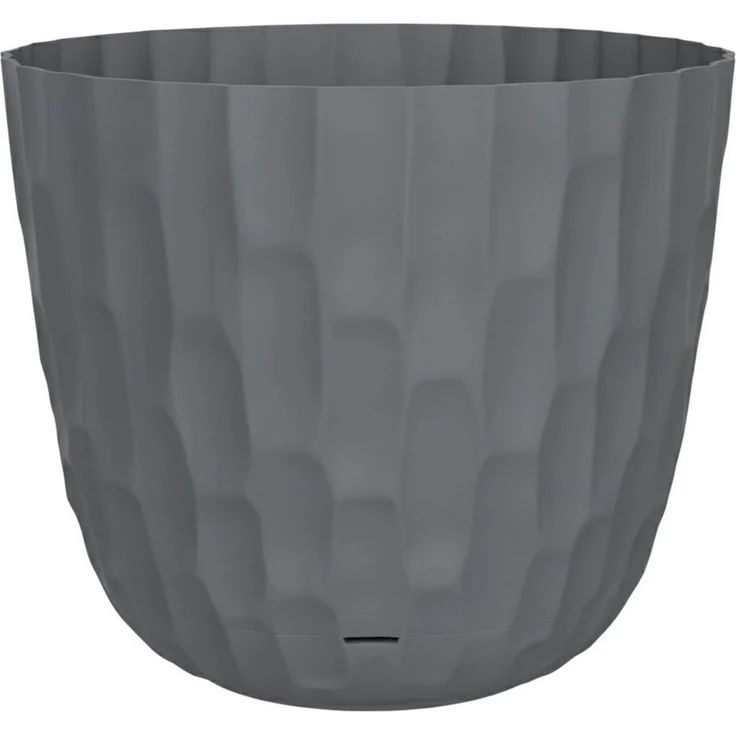 Engelland Blumentopf Pflanztopf mit Untersetzer & Bewässerungssystem (Vorteils-Set, 1 St, robuster PP-Kunststoff), Übertopf, Hammerschlag-Optik, Innen- & Außen, Wasserspeicher, rund – Bild 5