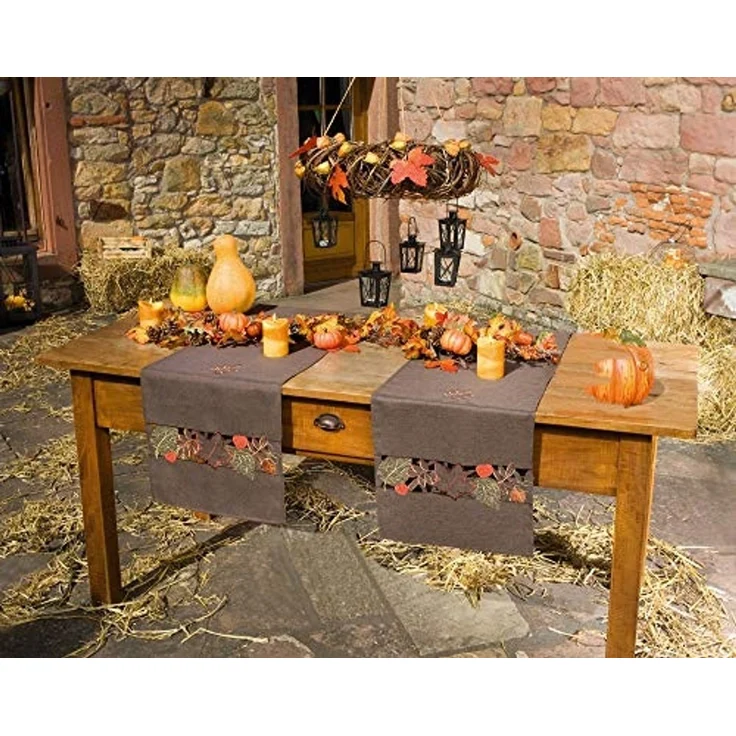 Tischläufer Herbstlaub braun Tischdecke Tischtuch Tischband Esstisch Tisch Deko – Bild 4
