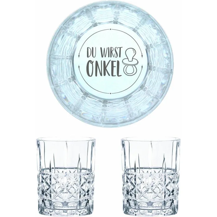 Nachtmann Whiskyglas Gravur Du Wirst Onkel, Whiskeygläser Set, Gravur, Geschenk, Kristallglas, 345 ml, 2er Set