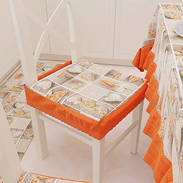 PETTI Artigiani Italiani - Tischdecke, Kunststoff-Tischdecke mit Rüschen, wasserdicht, Outdoor-Tischdecke aus Baumwolle Lidia Orange, 6 Sitze (140 x 180 cm), 100% Made in Italy – Bild 5