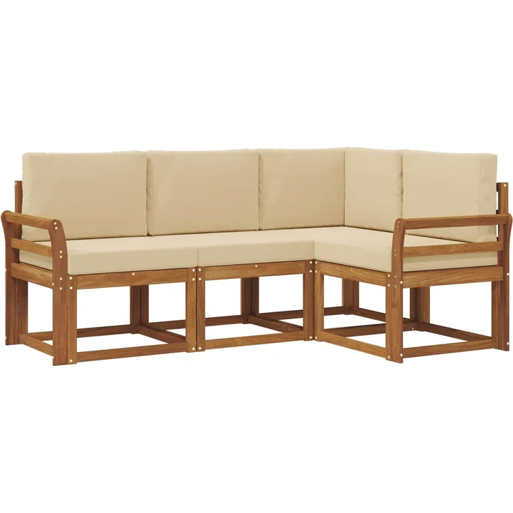 vidaXL Outdoor-Sofagarnitur 4 stk. 4-Sitzer Natur und Beige 3366326 – Bild 2