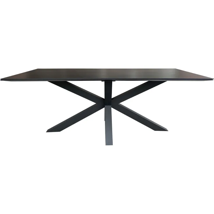 Tisch Malaga - 200 x 90 cm - gesinterter Stein dunkelgrau - Gestell Kreuz-Form