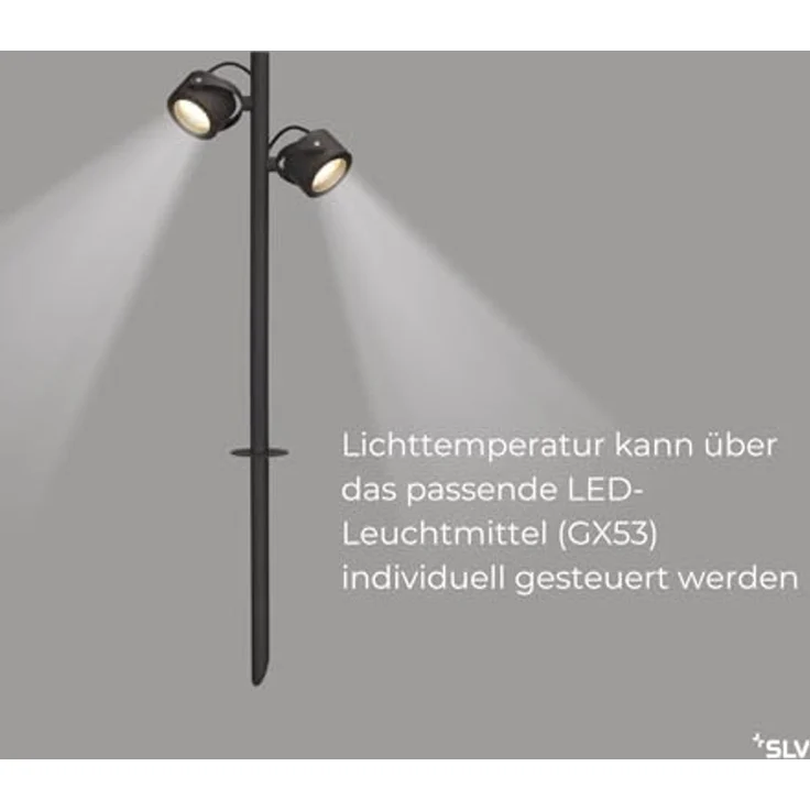 SLV SITRA 360 SL SPIKE, anthrazit, 2xGX53, max. 9W, IP44 - Stand-, Wand- und Deckenleuchten (Outdoor) – Bild 3