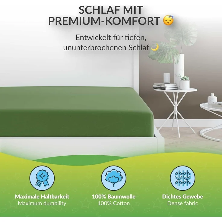 etérea Comfort Jersey Spannbettlaken Kaktus 90x200 cm - 100x200 cm – Bild 2
