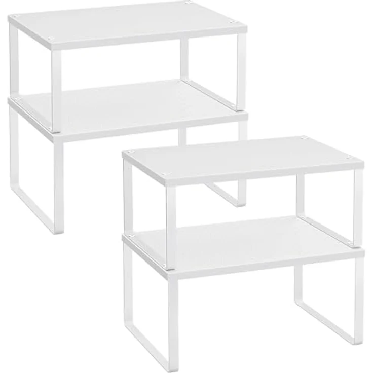 Songmics Gewürzregal, 2er Set, Küchenregal, Küchen-Organizer, Küche, Gewürzhalter, erweiterbar, stapelbar, kleines Regal, Metall, weiß KCS01WT – Bild 2