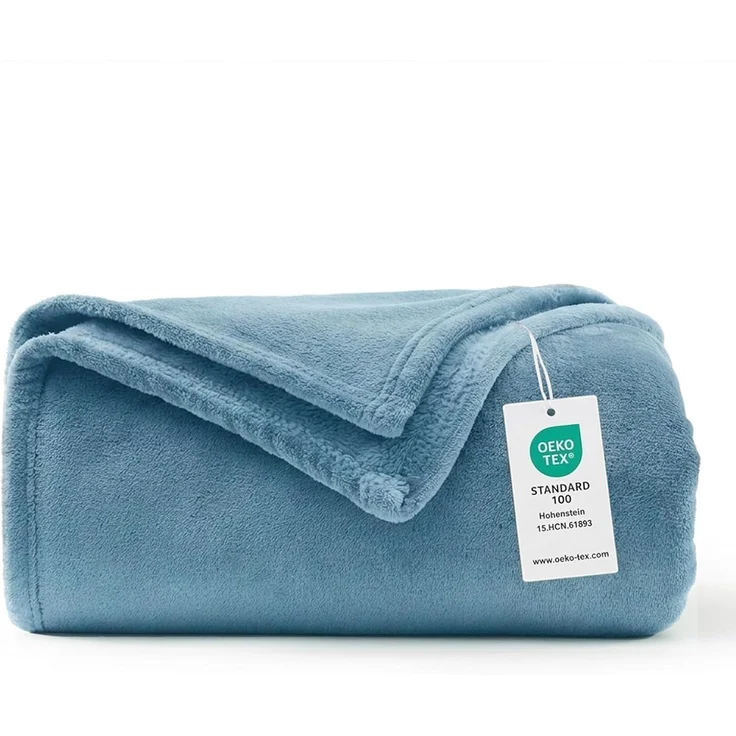 WAVVE Kuscheldecke Flauschig Decke Fleecedecke - Sofadecke 150x200 cm Warm Wohndecke Couchdecke, Grau Blau Decke Weich Sofaüberwurf XL