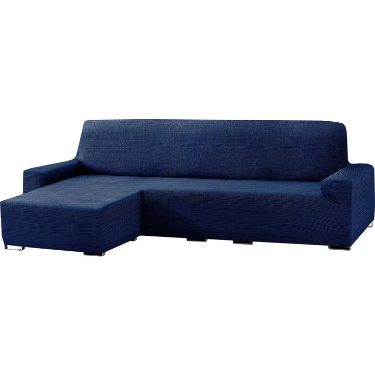 ECOMMERC3 Chaiselongue-Sofabezug, kurzes Eckteil Links, elastisch, Jacquard, ChaiseLongue, Blau, universelle Passform, mit Schaumstoffen und rutschfesten Gummibändern