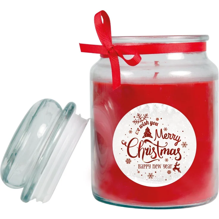 Duftkerze im Glas - Weihnachten Rot - Bonbon 500gr ( 110h ) – Bild 3