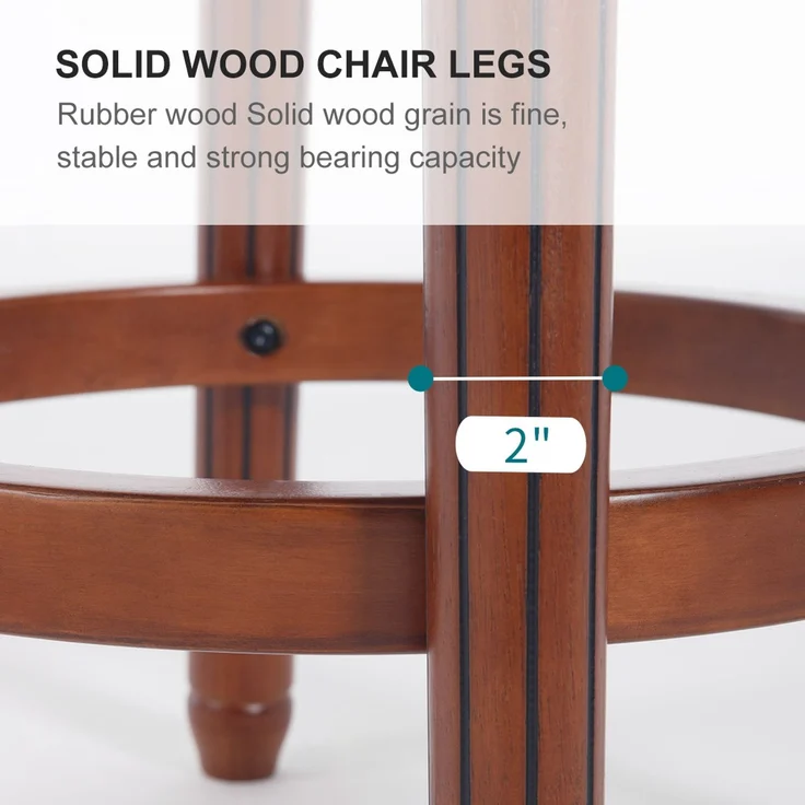 Barhocker aus Holz mit Kuhfellbezug, 360° drehbar, mit Rückenlehne, Barhocker in Tresenhöhe für Küche, Esszimmer und Bar – Schwarz – 54,8 x 54,8 x 96 cm – YOUDENOVA – Bild 3