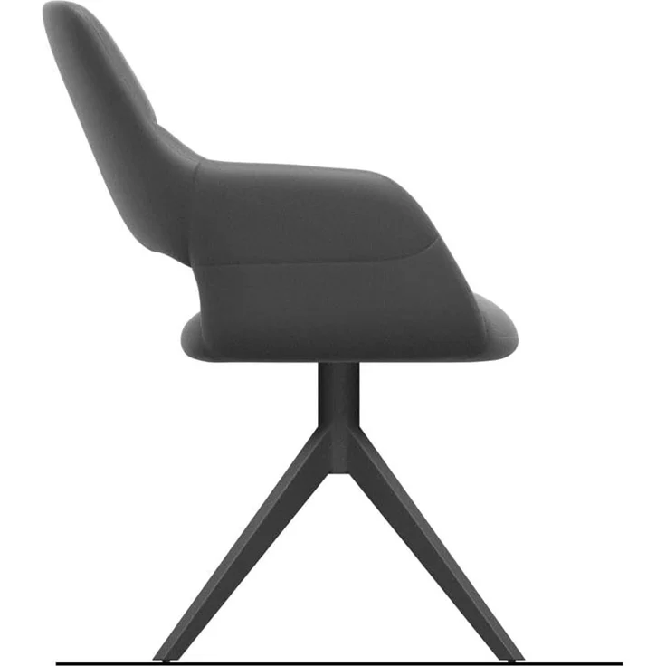 Drehstuhl Yago-Flex mit Armlehnen Mikrofaser Anthrazit Vintage Kreuzgestell breit schwarz 360° drehbar Wippfunktion Taschenfederkern – Bild 10