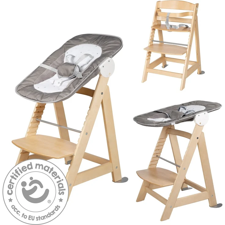 roba Treppenhochstuhl 'Born Up' - Set 2 in 1 - 'Sternenzauber' - mit Liegefunktion - ab Geburt - Natur – Bild 9